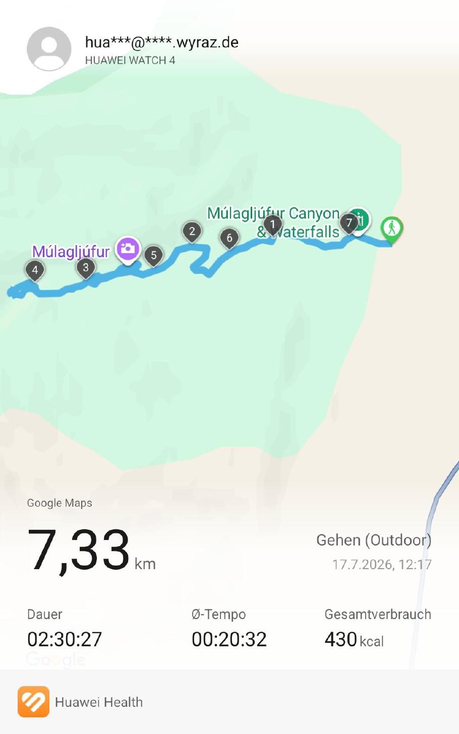 Unsere heutige Wanderroute