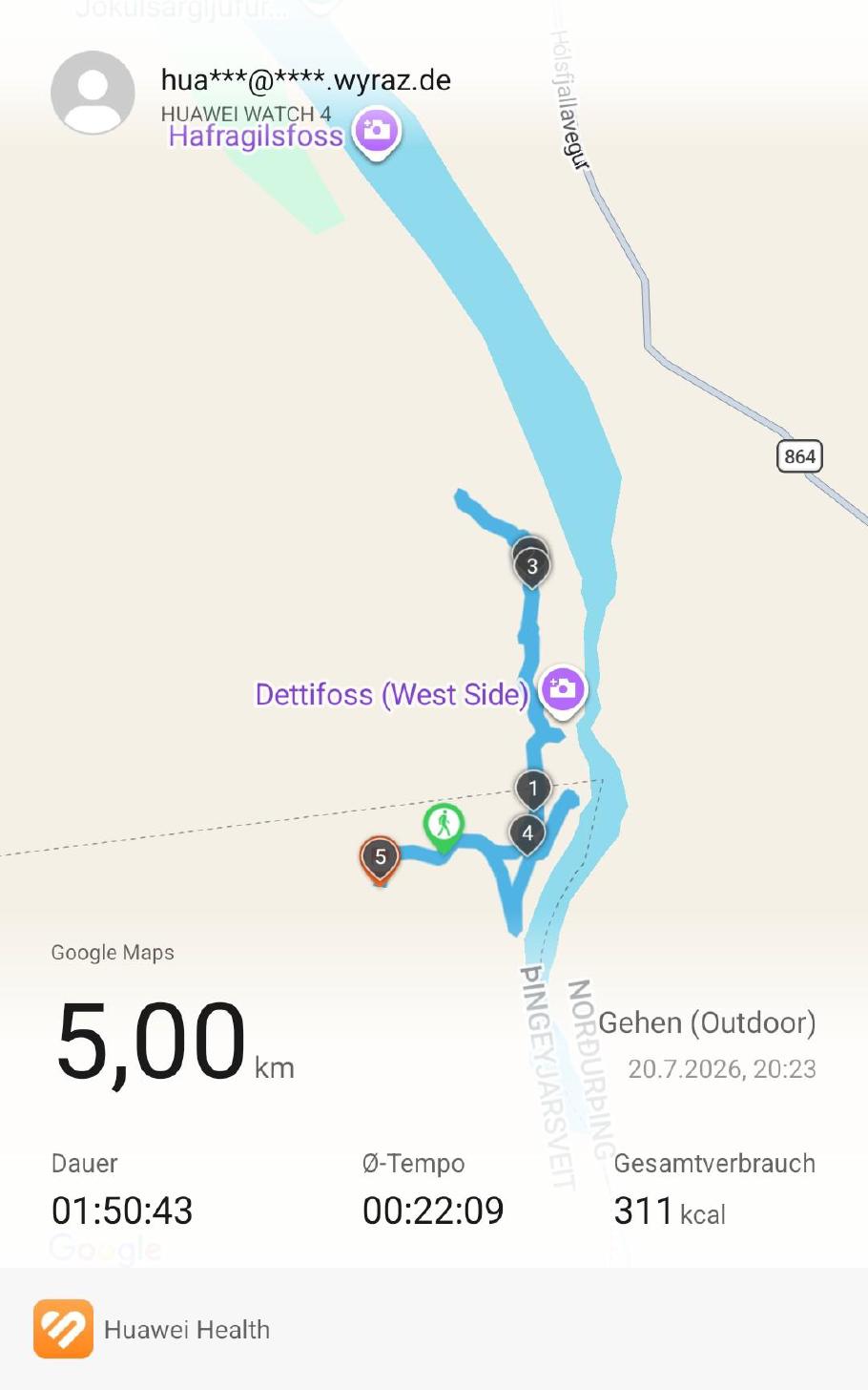 Der erste Teil unserer zweiten Wanderroute, bis zur Kletterwand