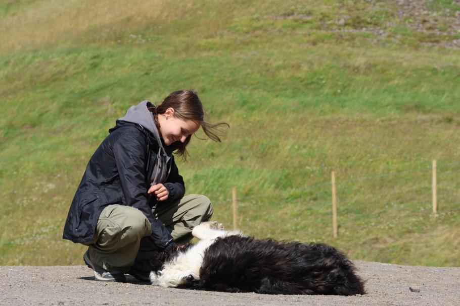 Während wir Fotos machen, hat sich Annabell einen Hund angelacht